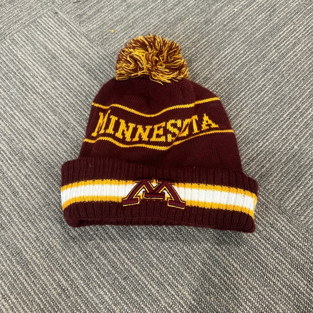 Minnesota Kids Pom-Pom Beanie - Maroon and Gold